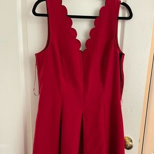 Red scallop dress